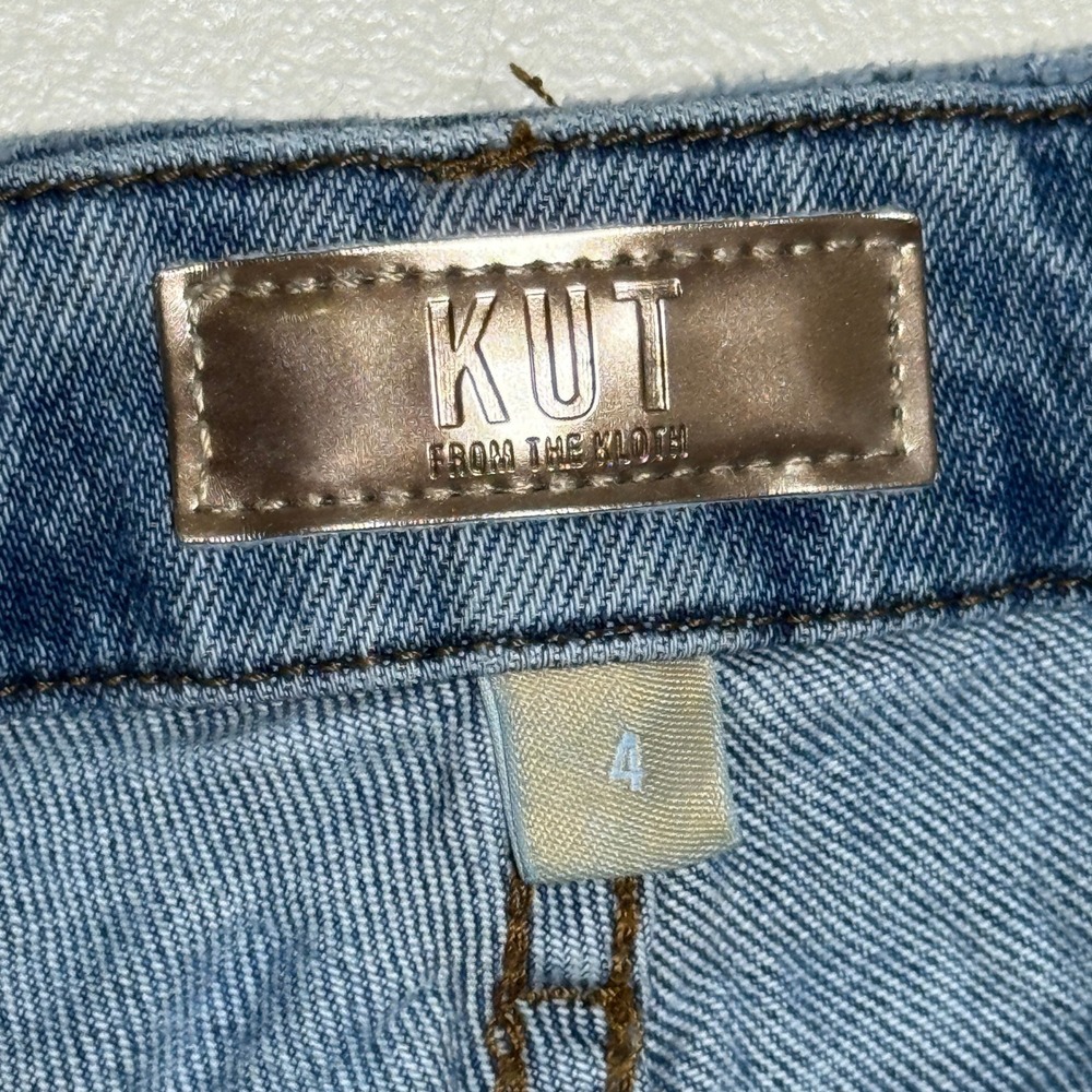 Kut from the Kloth Wide Leg Raw Hem Jeans Medium Wash KG1831MA3 Size 4 - Picture 3 of 11